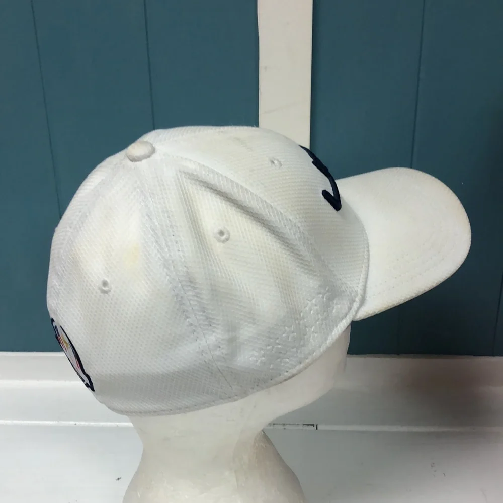 New Era GOLF USA 2016 Hat‎ Cap Flex Fit White Blue Pre Owned size S/M